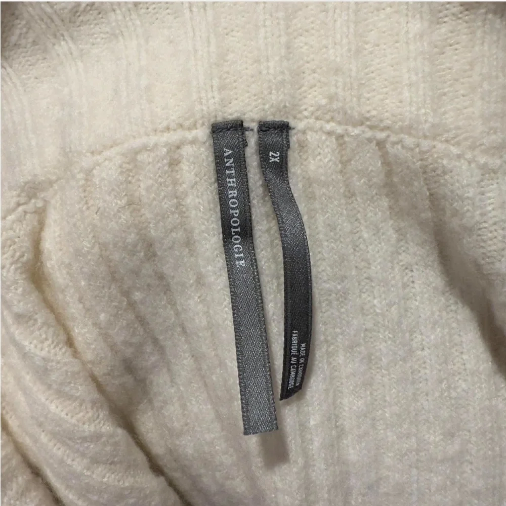 Anthropologie Tessa Off-The-Shoulder Puff-Sleeve Sweater Ivory Knit Plus Size - Picture 10 of 11